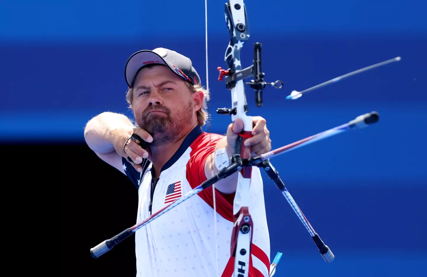Team USA's Brady Ellison during the archery event at the Paris Games. Image: Getty