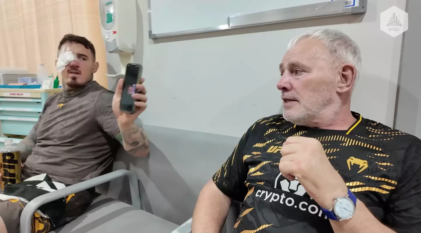 Aspinall's father was shown footage of the eye poke while in hospital (Image: YouTube/Tom Aspinall Official)