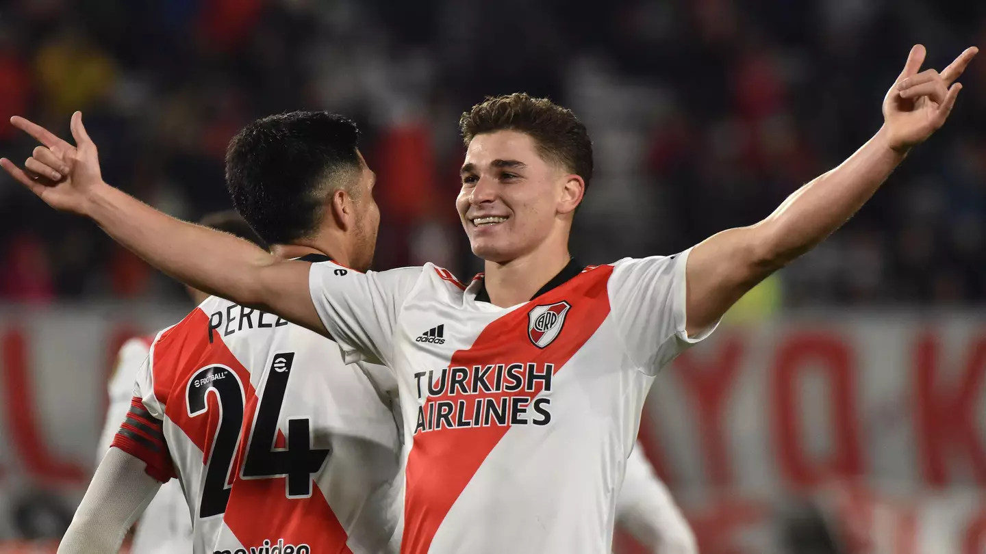Julian Alvarez celebrates scoring for River Plate (Federico Peretti / Alamy)