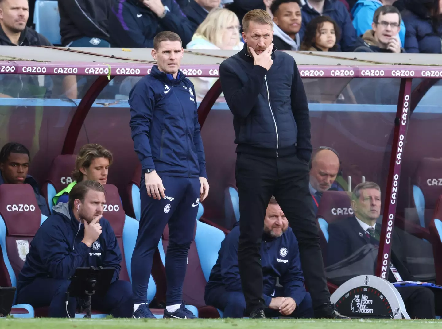 Graham Potter manager of Chelsea looks on during the Premier League match at Villa Park. (Alamy)