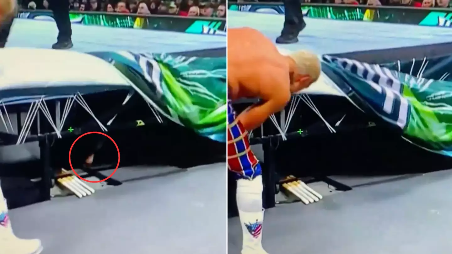 WWE fans think they've worked out who was under the ring at WrestleMania as hand spotted