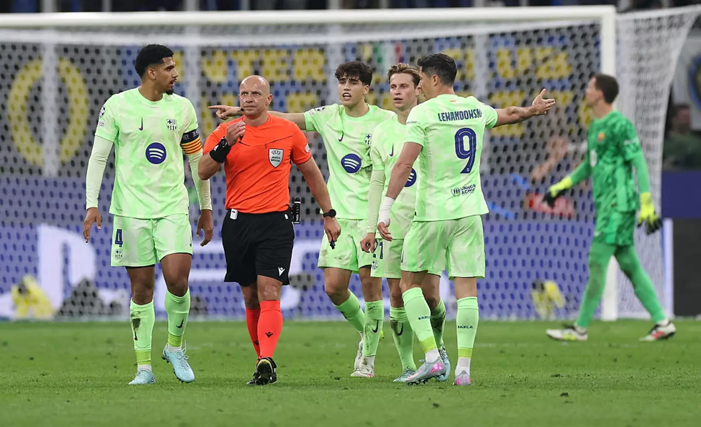 Barcelona were not pleased with referee Szymon Marciniak (Credit:Getty)