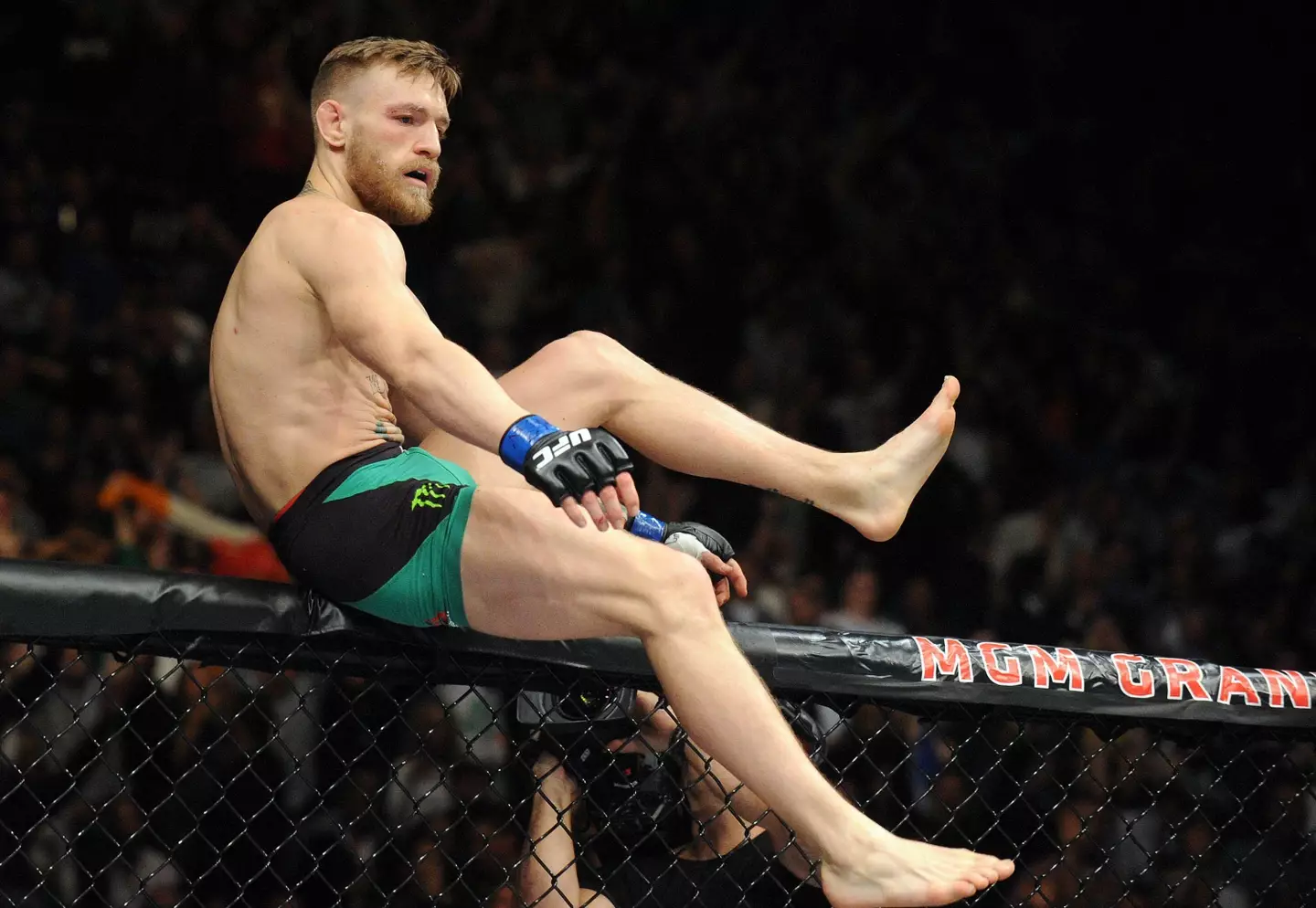 Conor McGregor celebrates after beating Jose Aldo at UFC 194. Image: Alamy