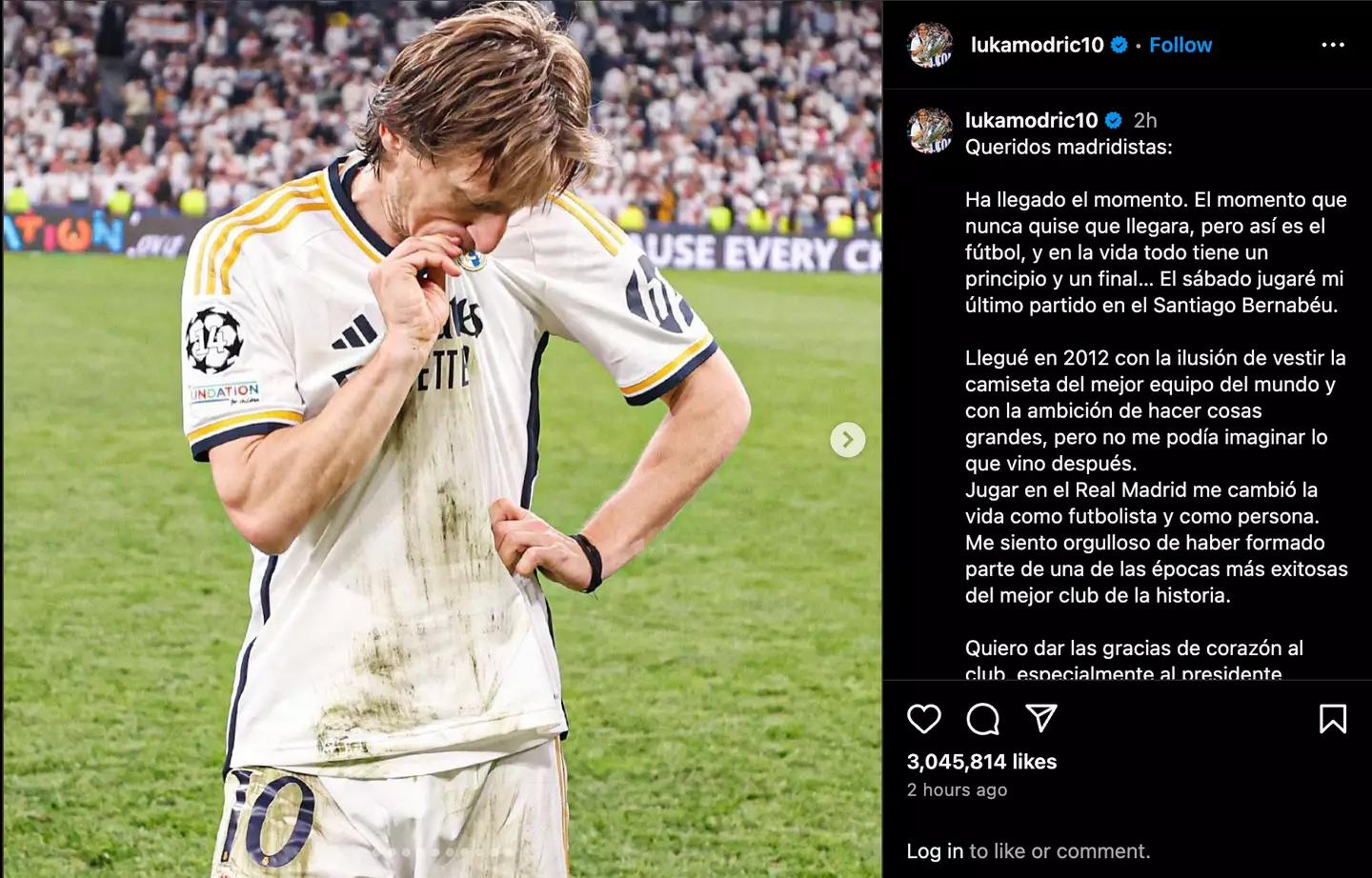 Luka Modric has confirmed his Real Madrid departure (Image: Instagram/@lukamodric10)