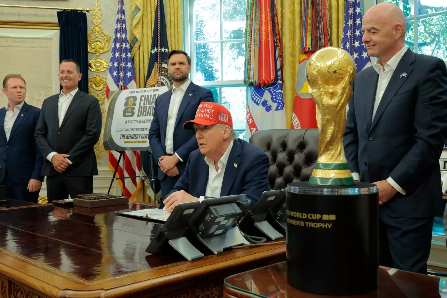 FIFA president Gianni Infantino visited Donald Trump at the Oval Office ahead of the 2026 World Cup. Image: Getty