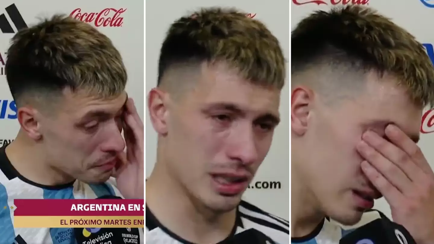 Lisandro Martinez was in tears after Argentina's win, had to be supported through emotional post-match interview