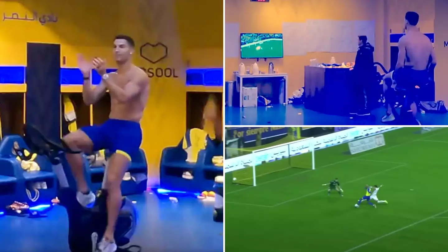 Footage of Cristiano Ronaldo reacting to Al Nassr goal while on a bike in the changing room has emerged