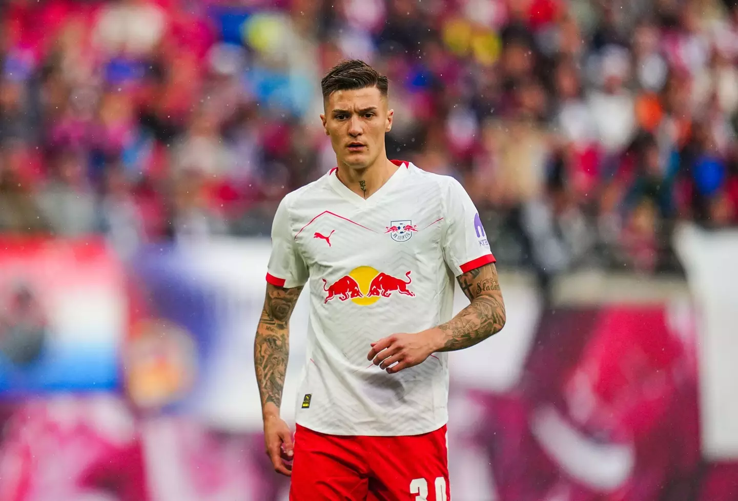 Benjamin Sesko is destined to leave RB Leipzig this summer. Image: Getty