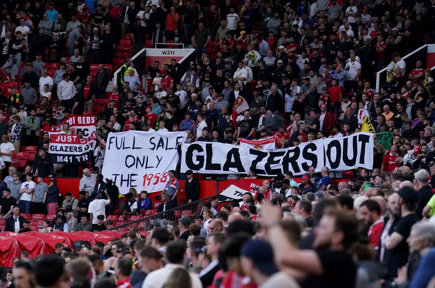 Protests against the Glazers have continued throughout the prolonged sale. Image: Alamy