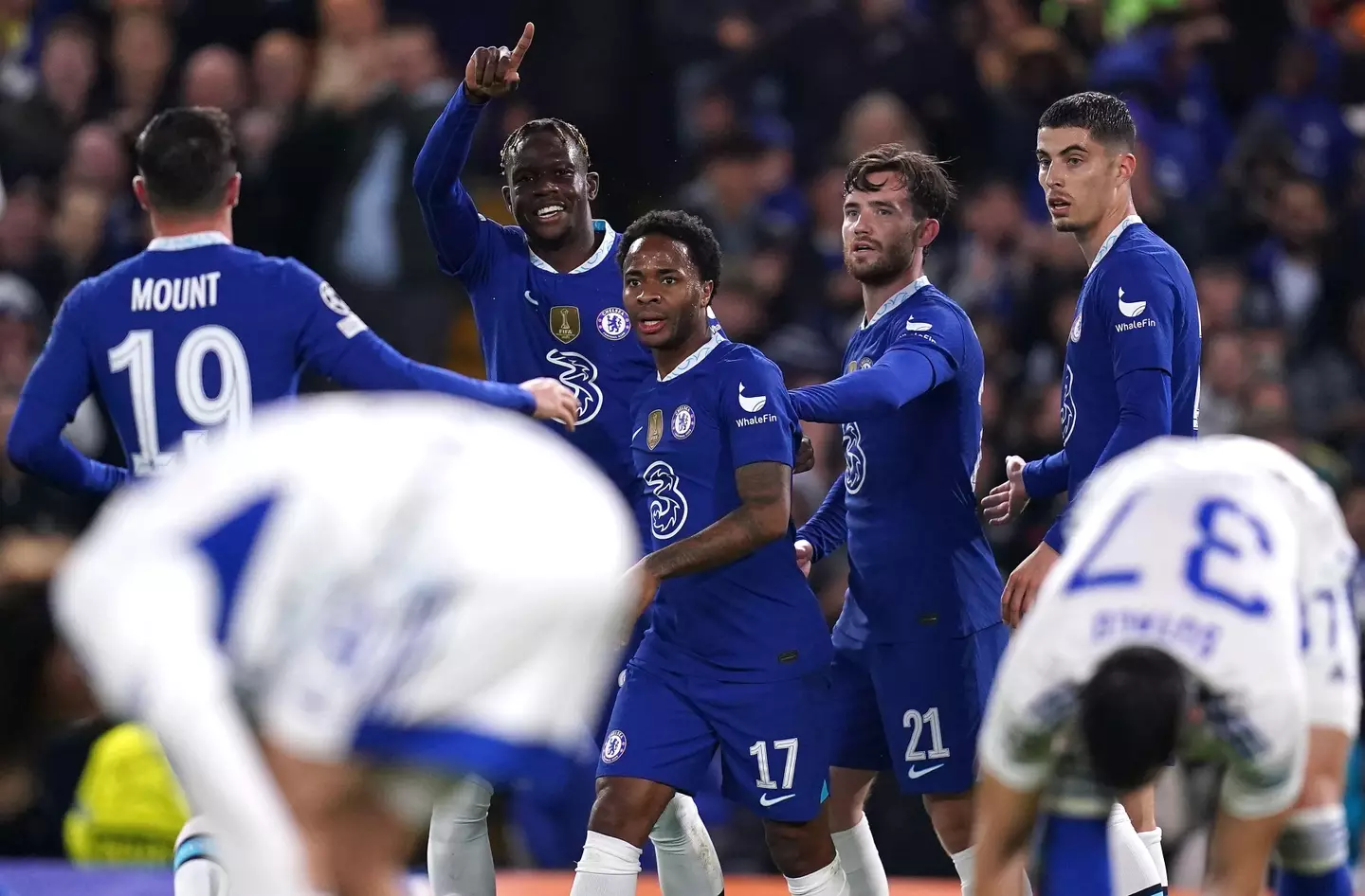 Chelsea celebrate their first against Dinamo Zagreb. (Alamy)