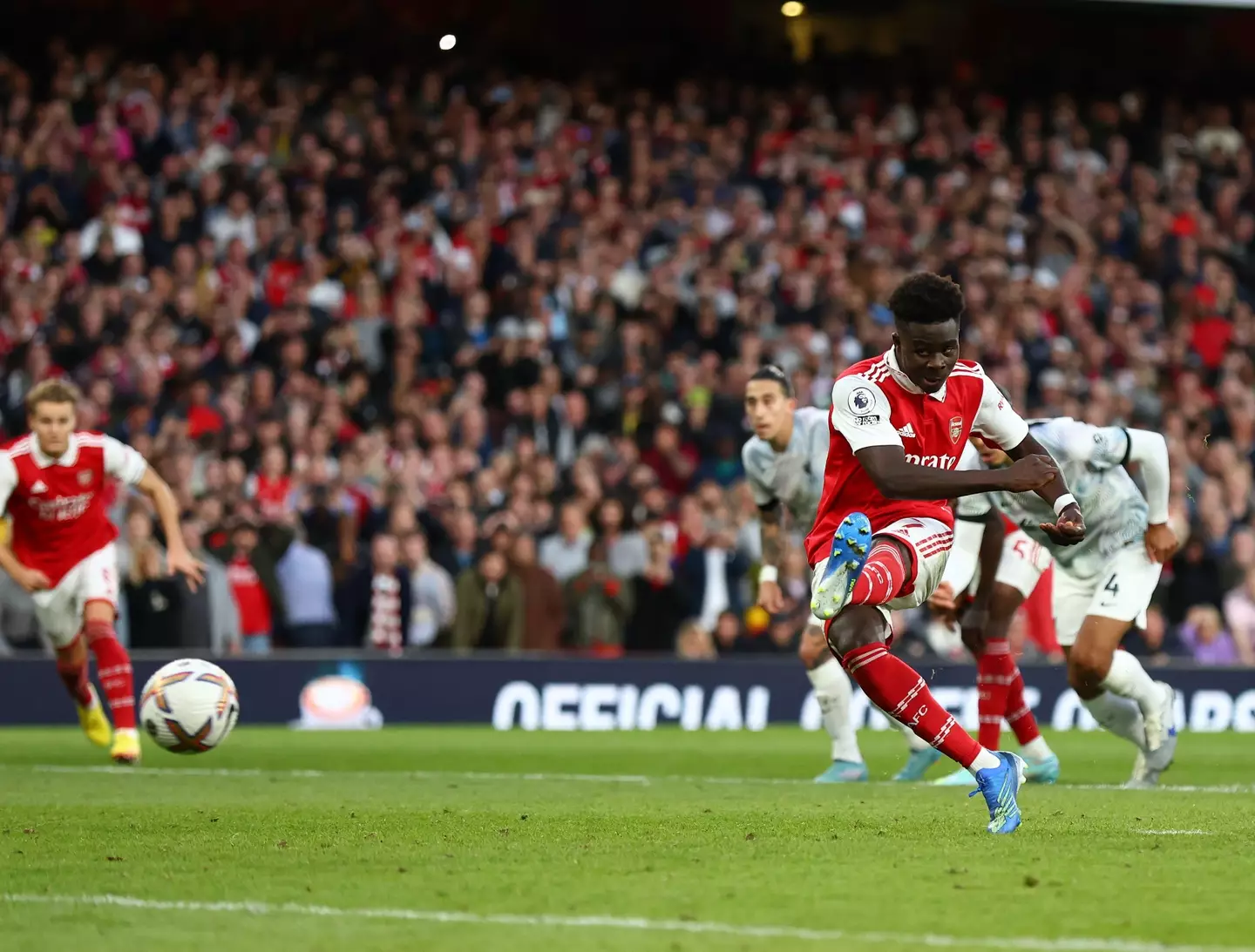 Saka's penalty secured all three points for Liverpool last weekend. Image: Alamy