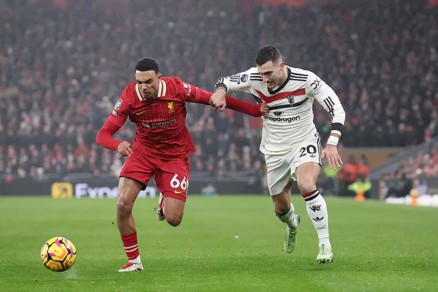 Trent Alexander-Arnold in action for Liverpool against Manchester United. Image: Getty