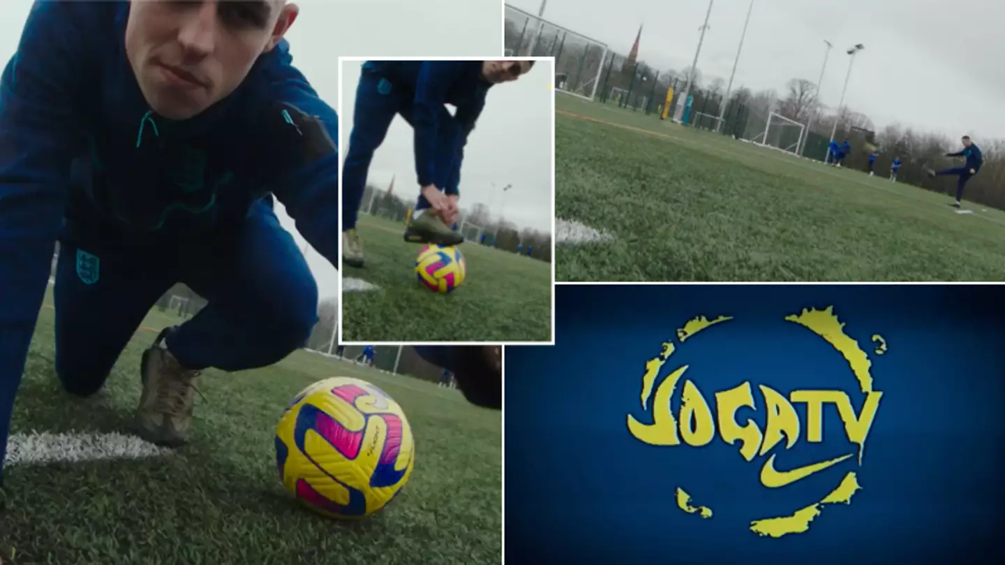 Phil Foden recreates Ronaldinho's 'Joga Bonito' crossbar challenge for Nike Air Max 95 trailer