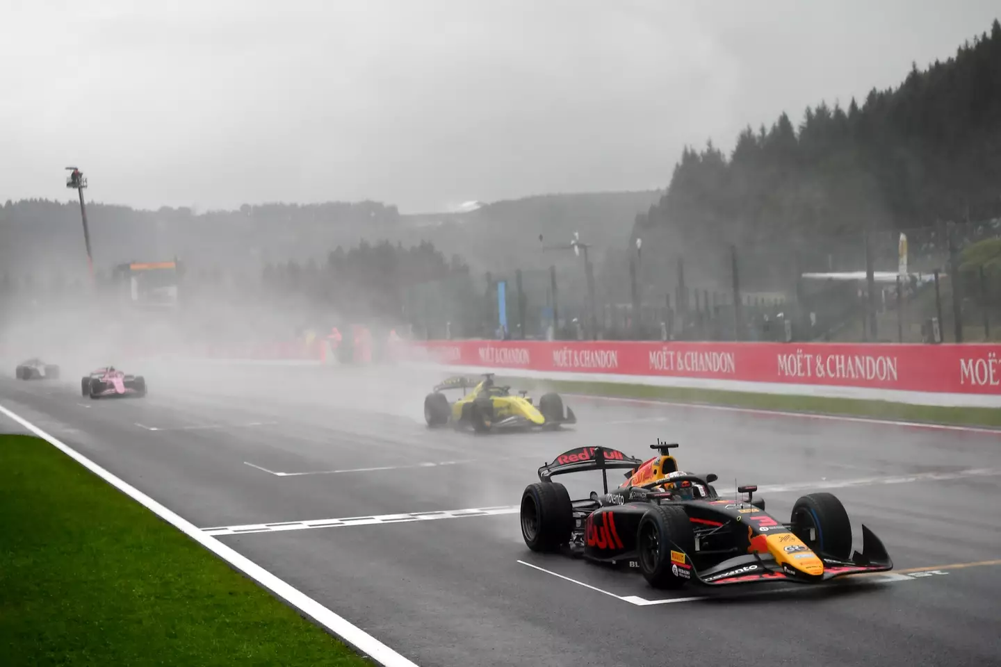 The F2 race went ahead despite the weather conditions. Image: Getty