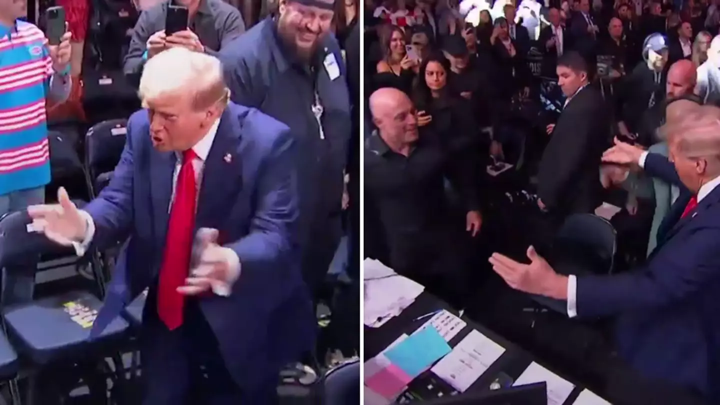 Donald Trump's reaction to seeing Joe Rogan at UFC 309 is going viral as pair have 'lengthy conversation'