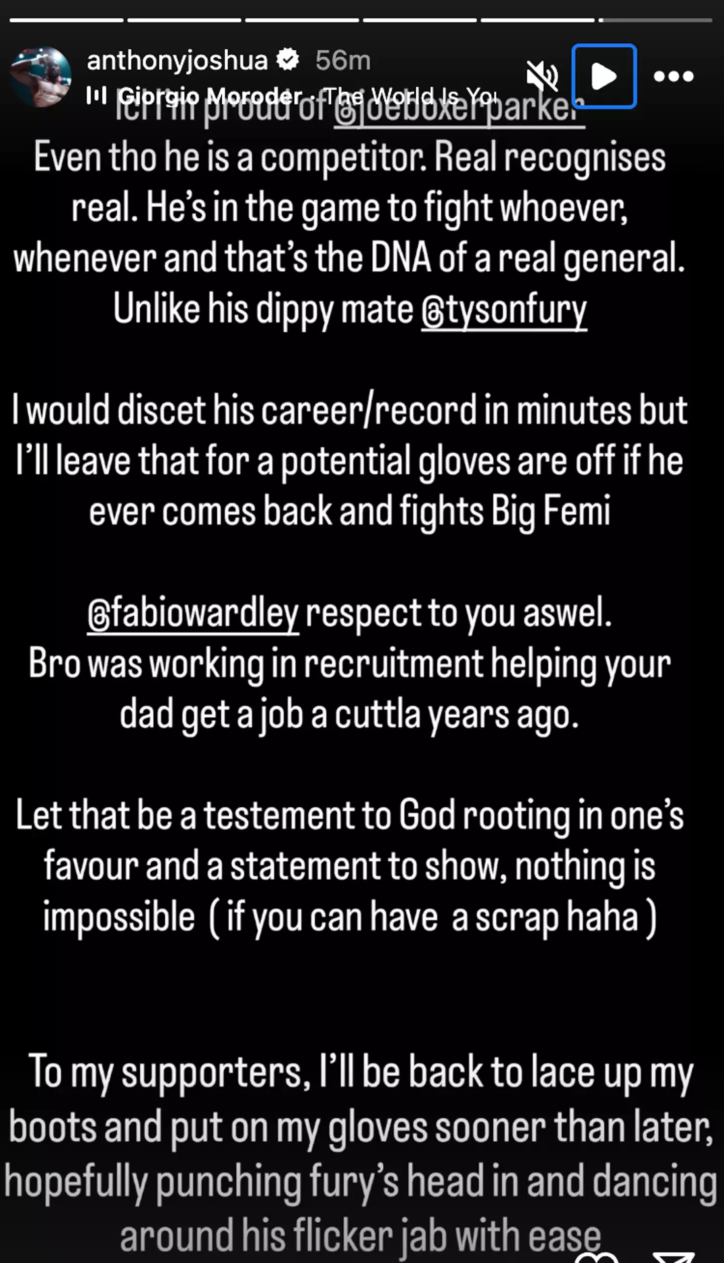 Image: Instagram/@anthonyjoshua