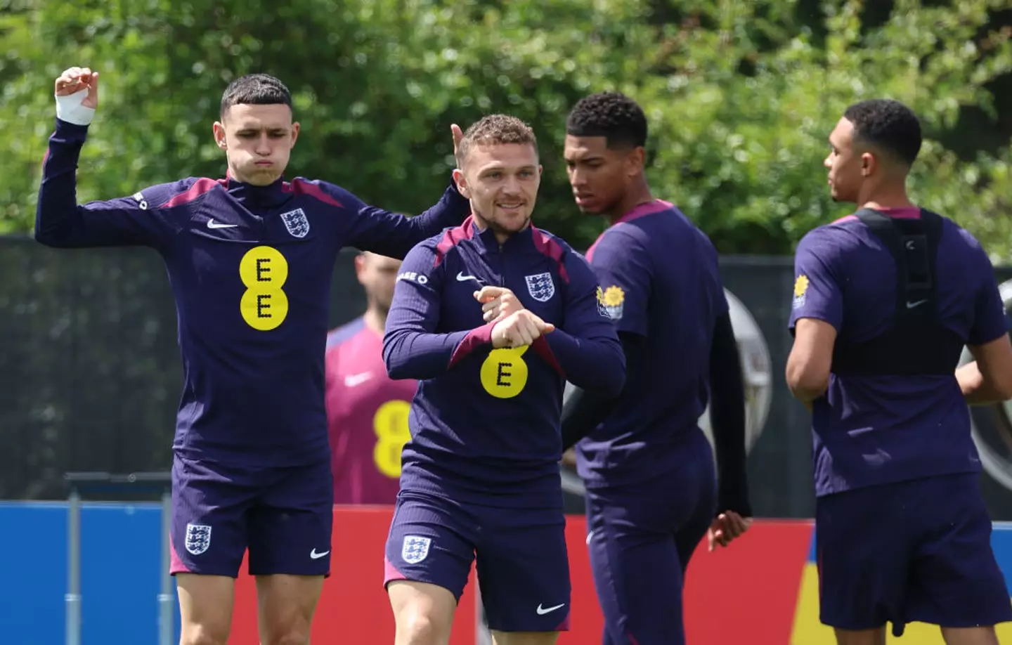 Kieran Trippier pictured in England training at Euro 2024 (