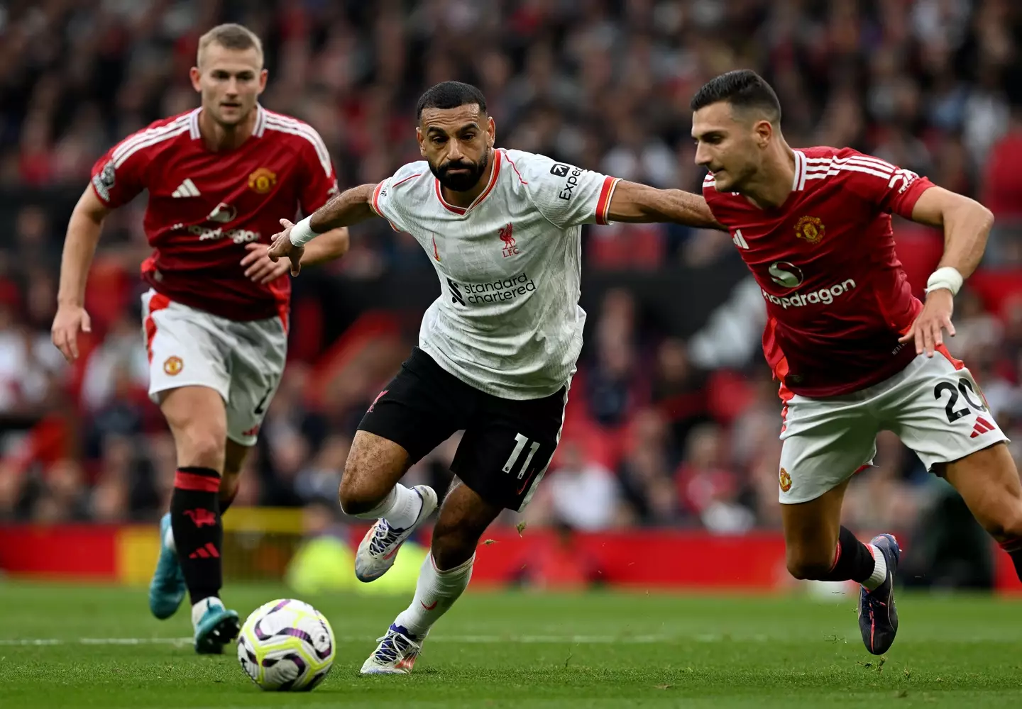 Mohamed Salah in action for Liverpool against Manchester United. Image: Getty
