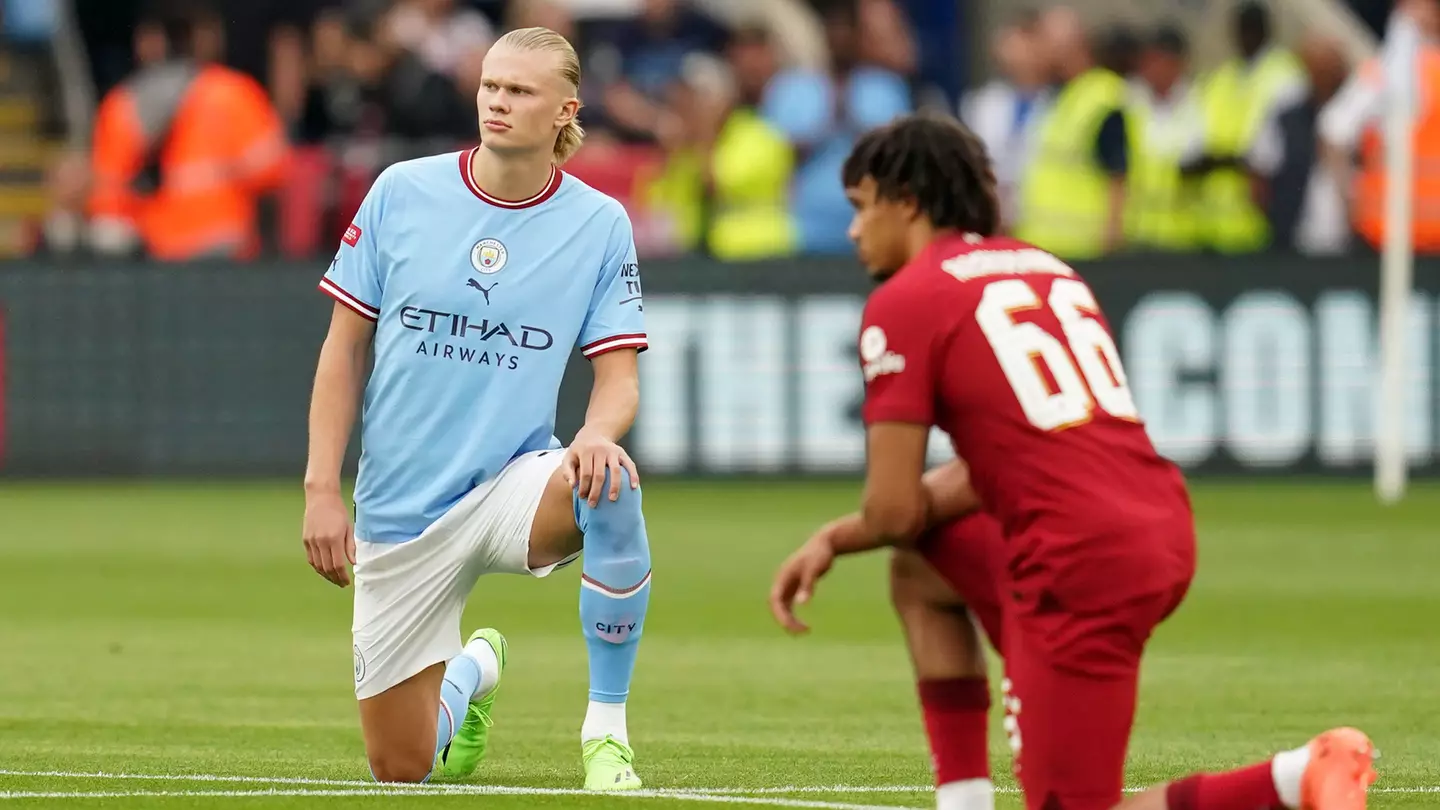 Erling Haaland in Community Shield action (PA Images / Alamy)