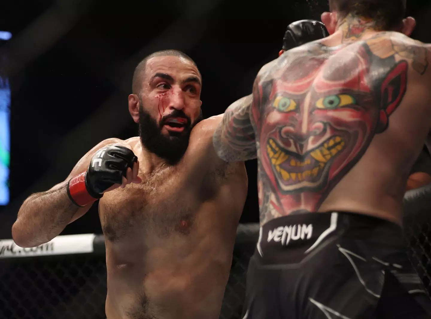 Belal Muhammad lands a punch on Sean Brady. Image: Alamy