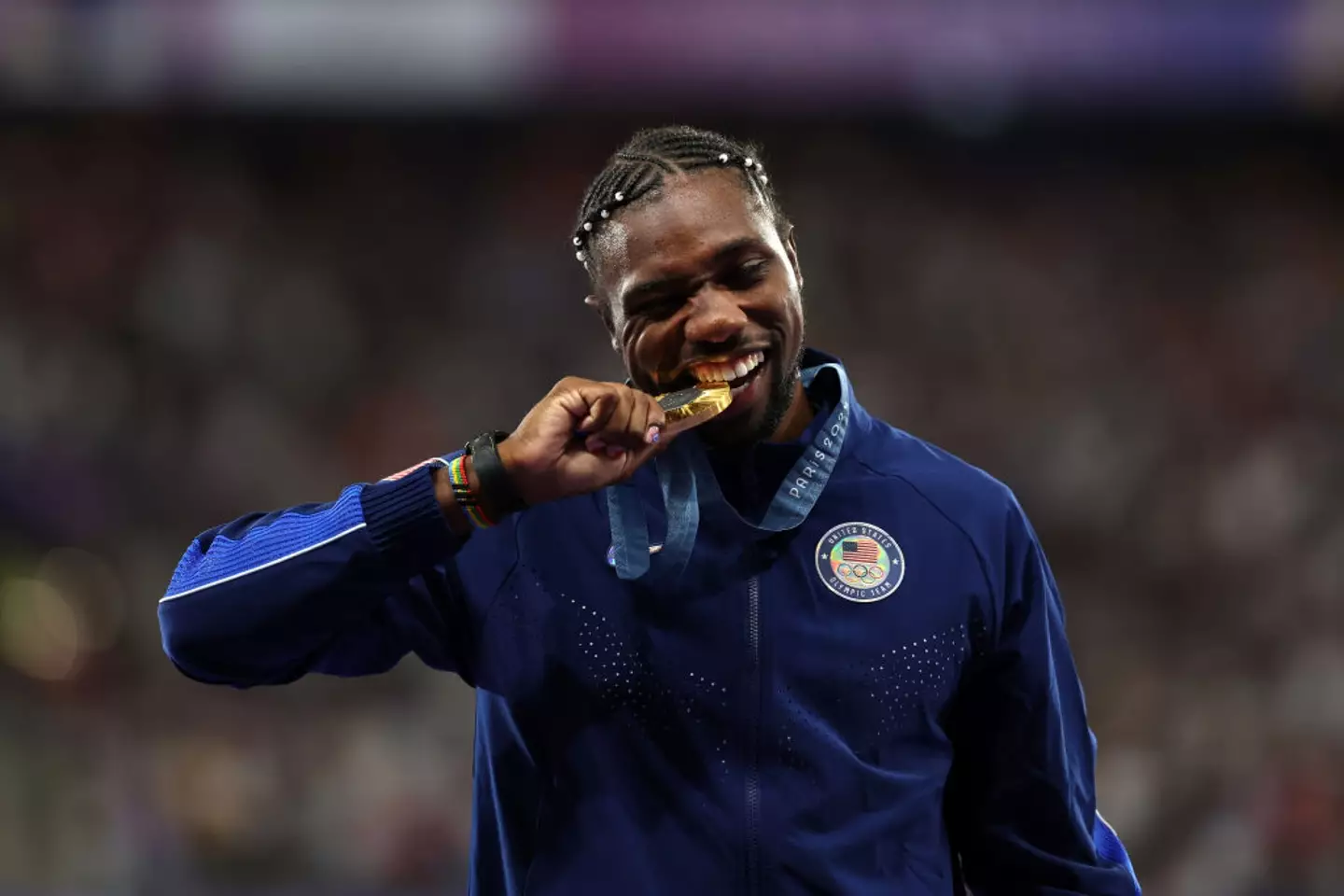 Noah Lyles won the gold medal at the men's 100m event in the Paris Olympic Games. (Image: Getty)