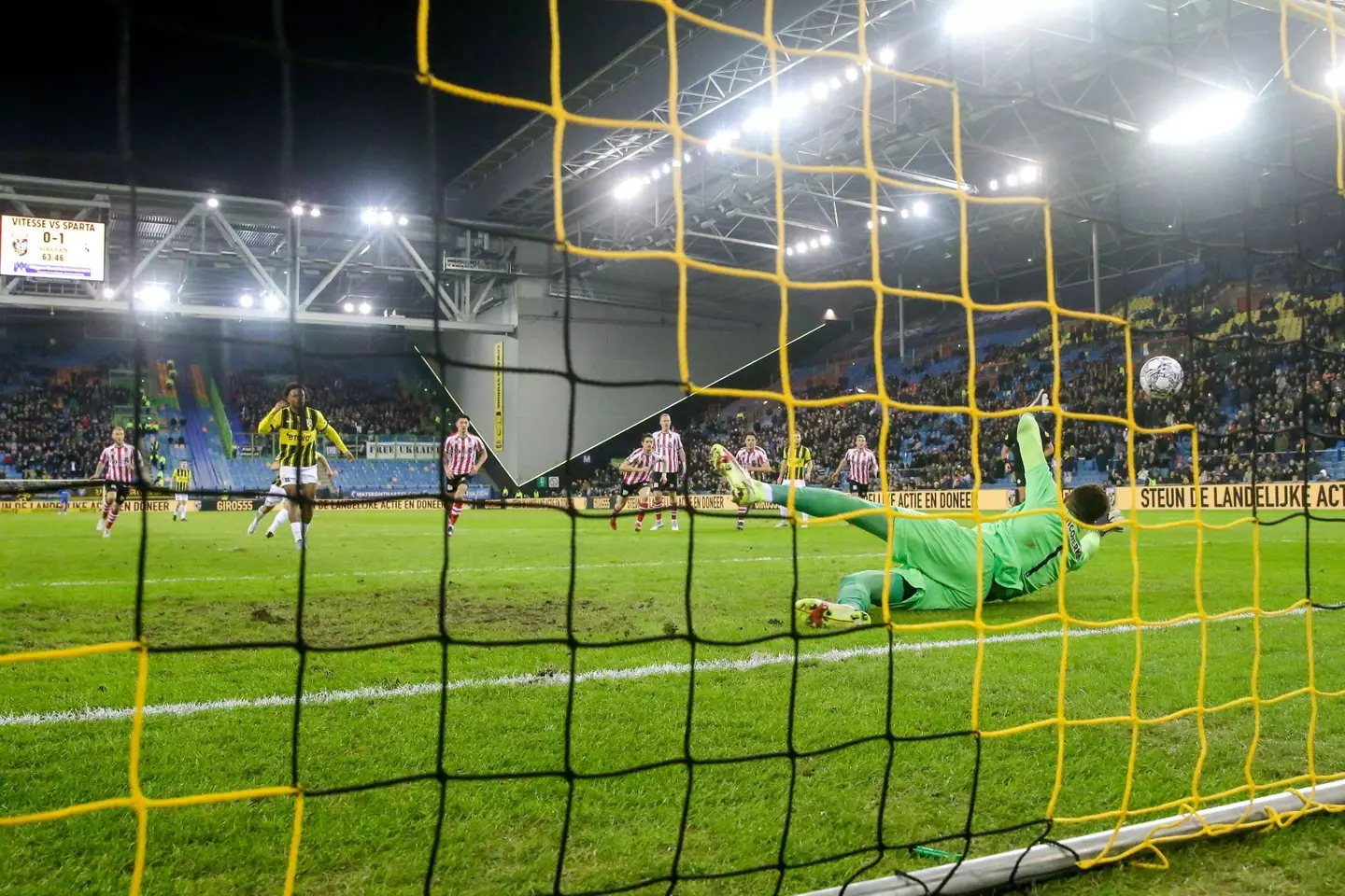 Okoye saves the penalty. Image: PA Images