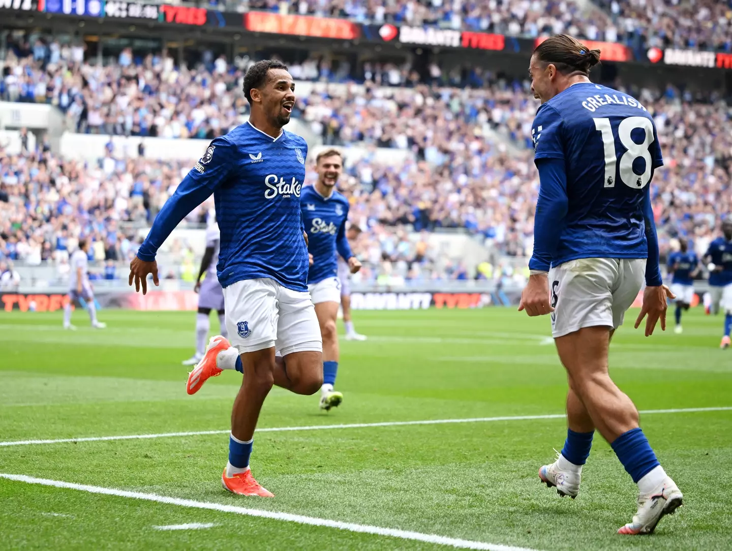 Grealish recorded two assists for Everton on Sunday. Image credit: Getty