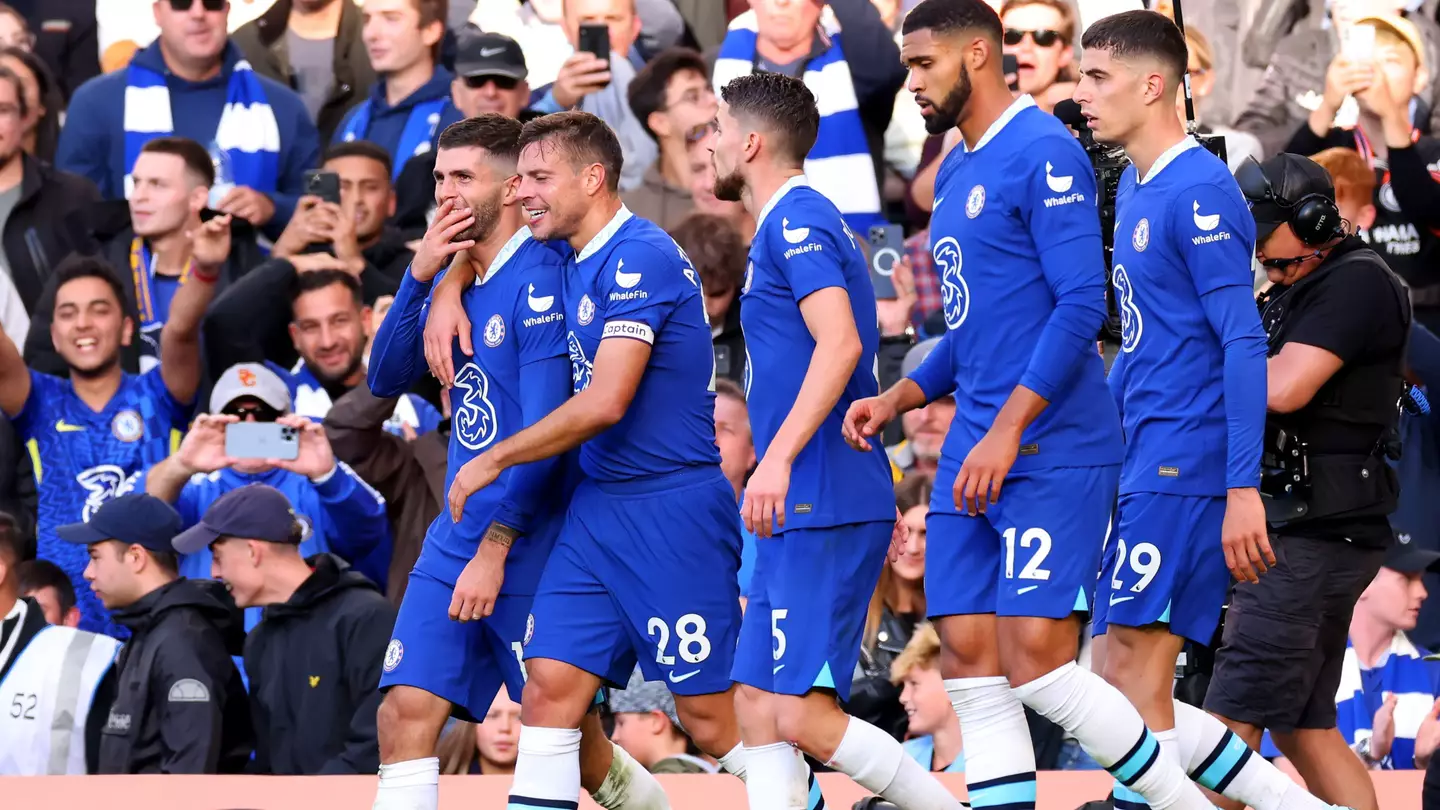 Chelsea players celebrating Christian Pulisic's goal. (Alamy)