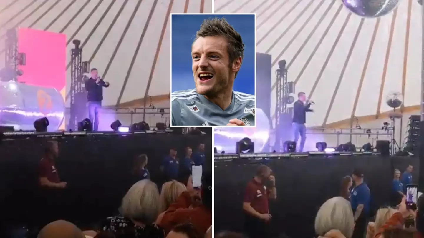 Jamie Vardy turns up on stage at festival and unloads on Spurs