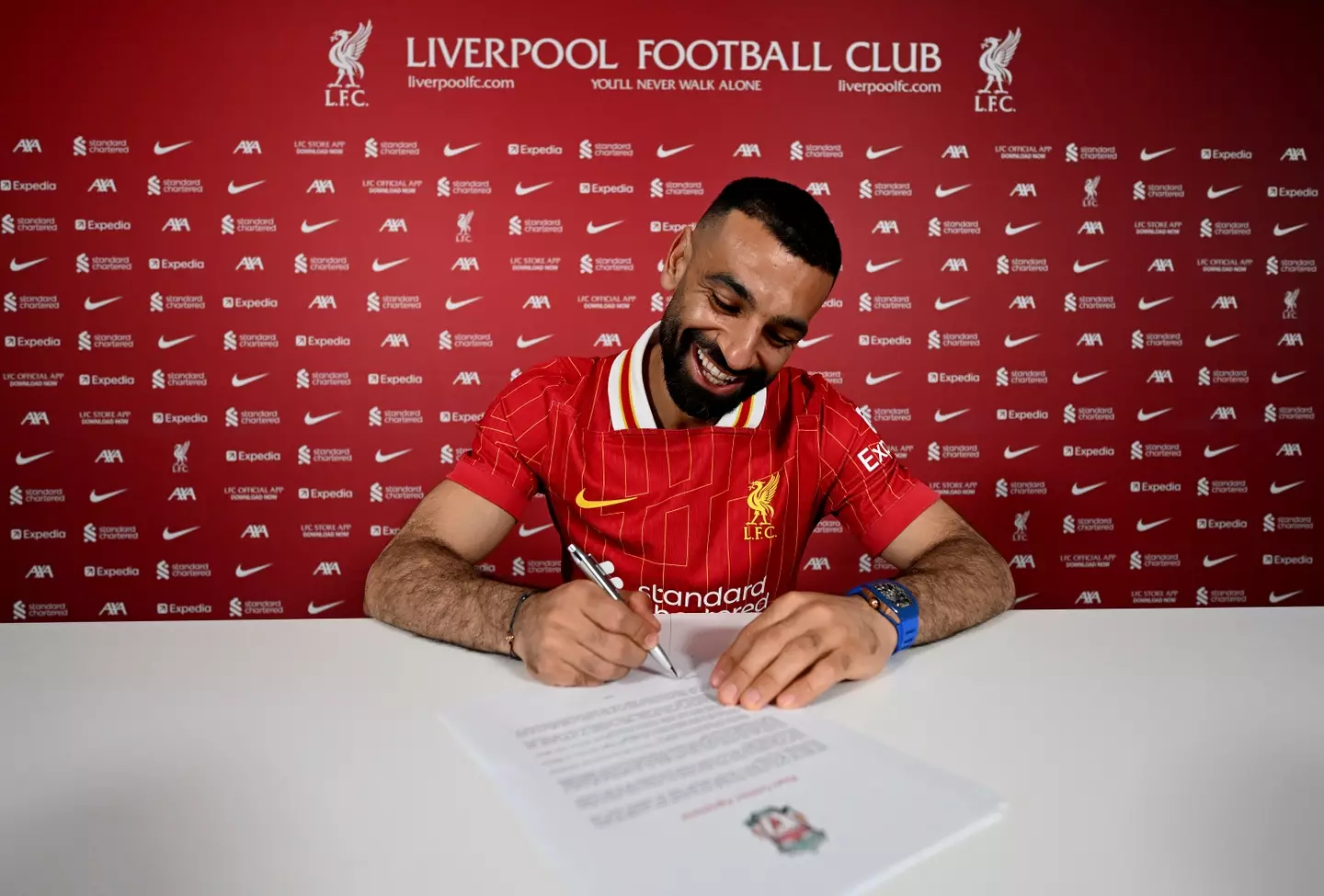 Mohamed Salah has penned a new Liverpool deal. Image: Getty