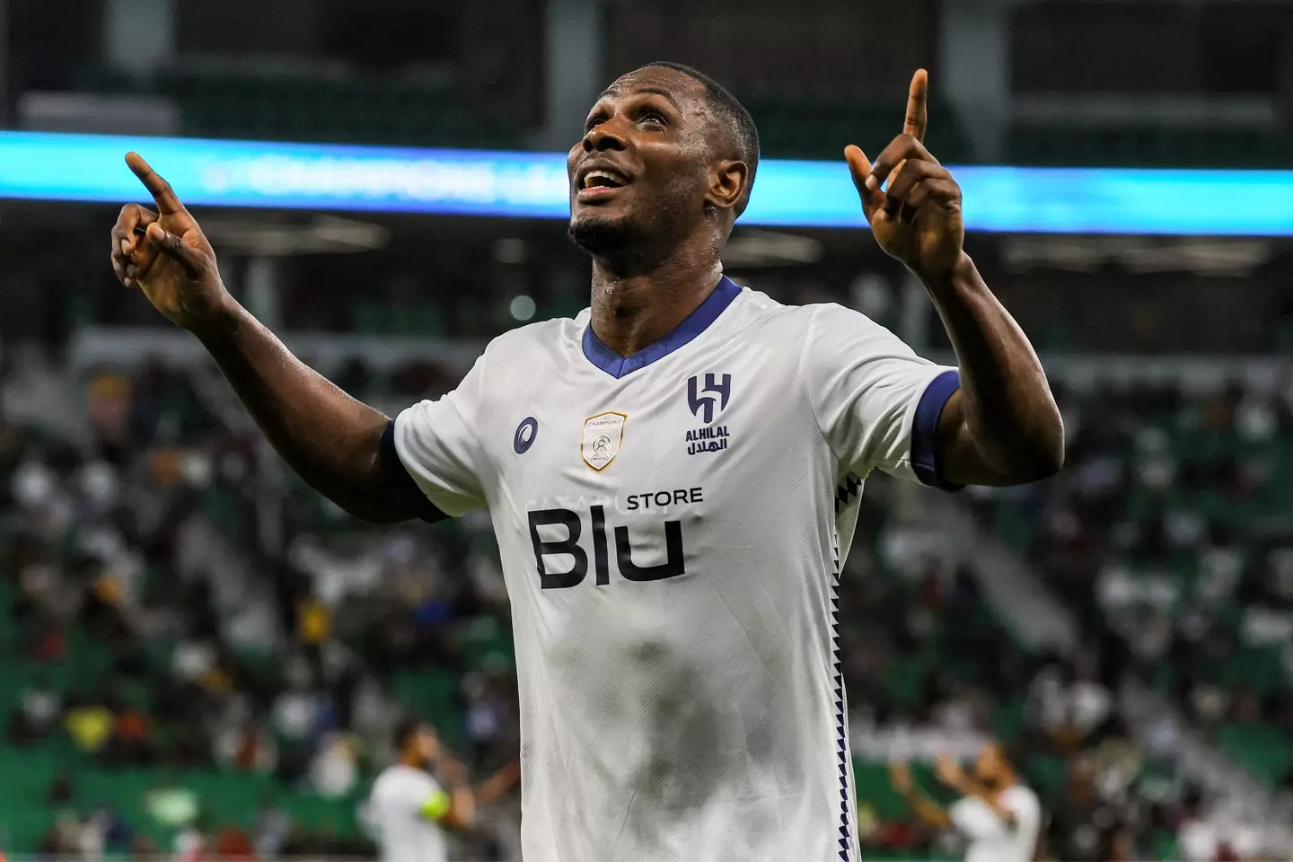 Odion Ighalo celebrates scoring a goal for Al Hilal. Image: Getty