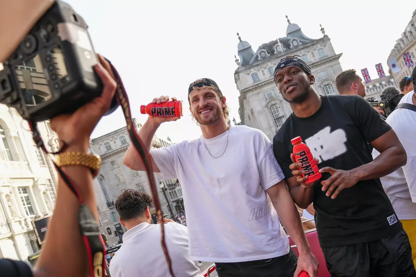 KSI and Logan Paul promoting Prime. Image: Alamy