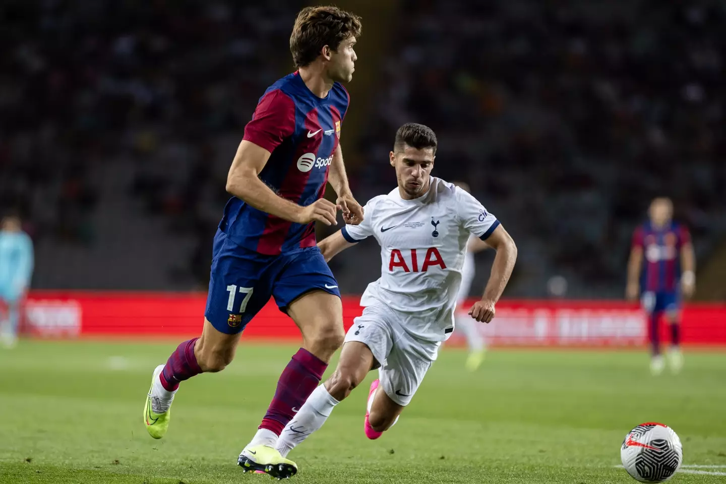 Marcos Alonso in pre-season action for Barcelona. Image: Getty