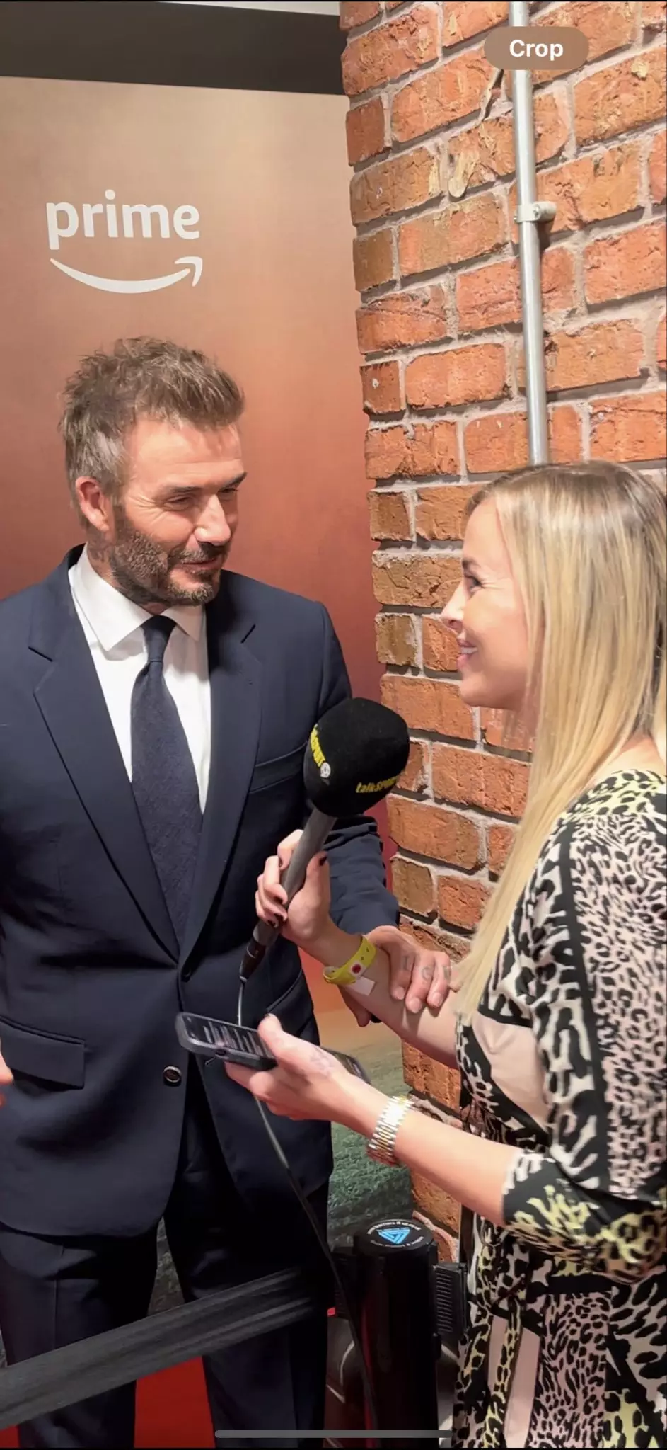 Shebahn Aherne during her interview with David Beckham for talkSPORT. Image: X/Shebahn Aherne