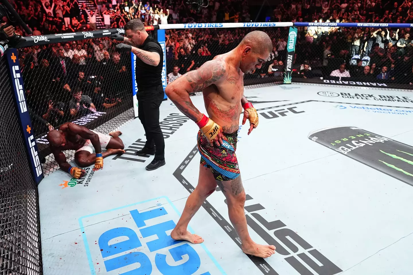 Marc Goddard waves of Alex Pereira vs. Khalil Rountree. Image: Getty