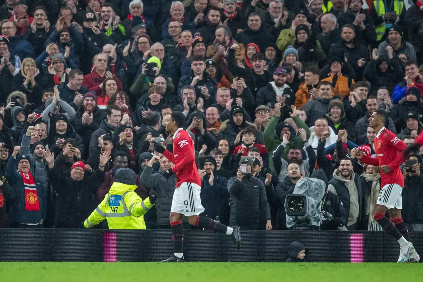Anthony Martial celebrates scoring for Manchester United. Image: Alamy