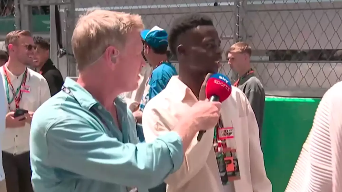 Buyako Saka slammed for reaction to F1 grid walk interview as fans brand Arsenal star 'embarrassing'