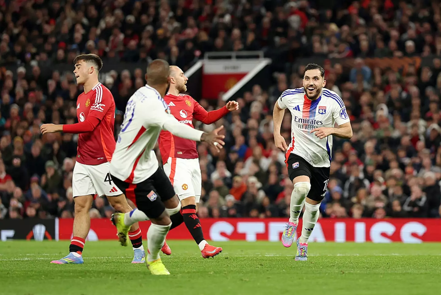 Cherki scored for Lyon during their Europa League clash with Manchester United last season. (Image: Getty)