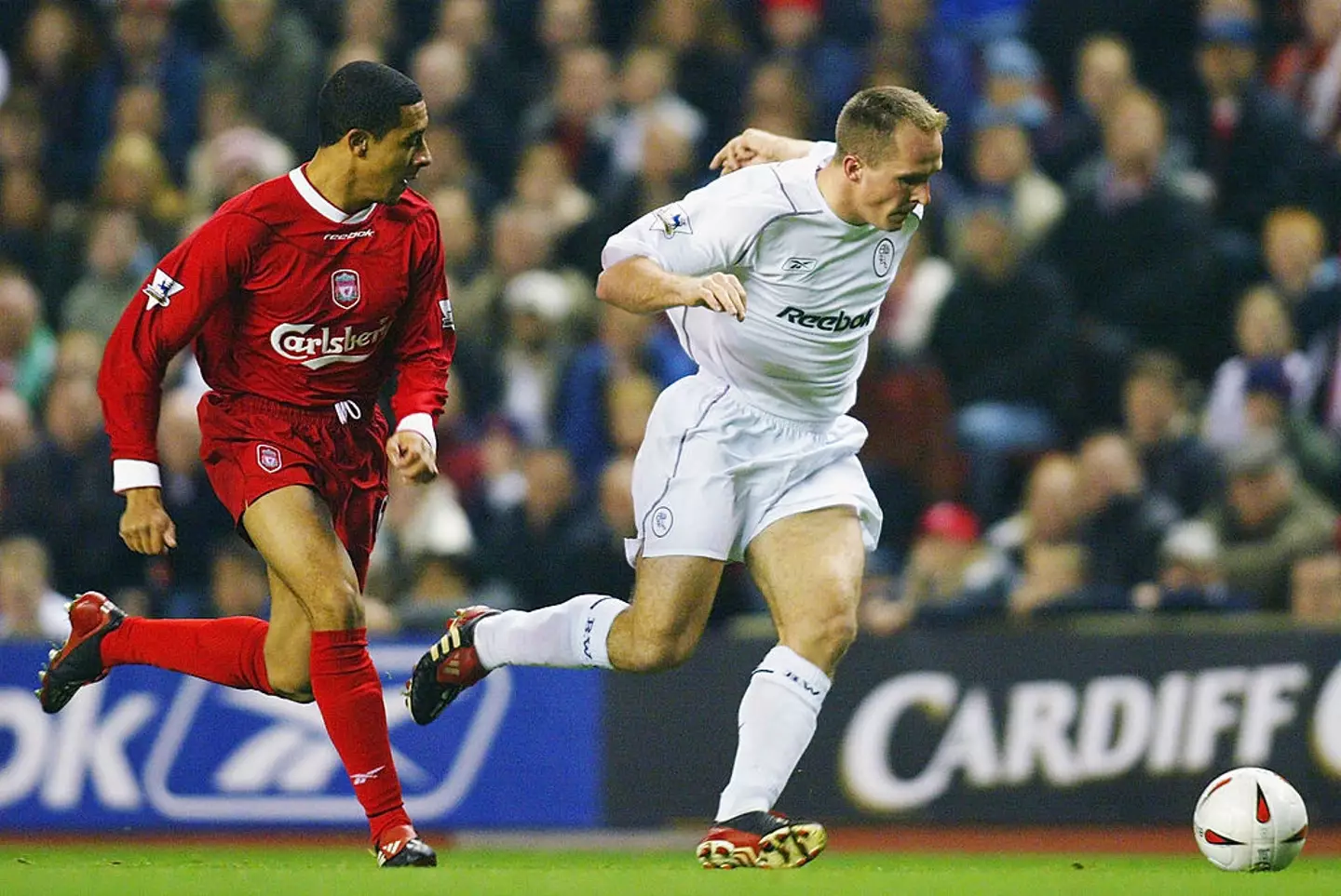 Jon Otsemobor in action for Liverpool against Bolton in 2003 (Credit:Getty)