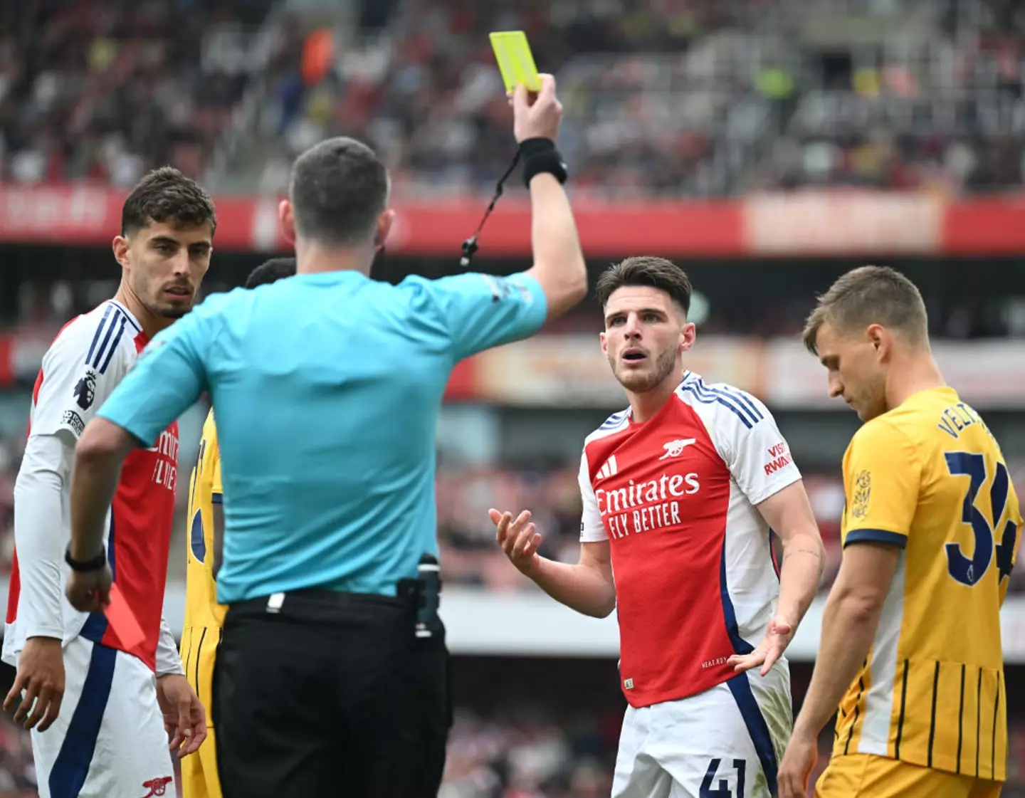 Rice was sent off against Brighton (Image: Getty)