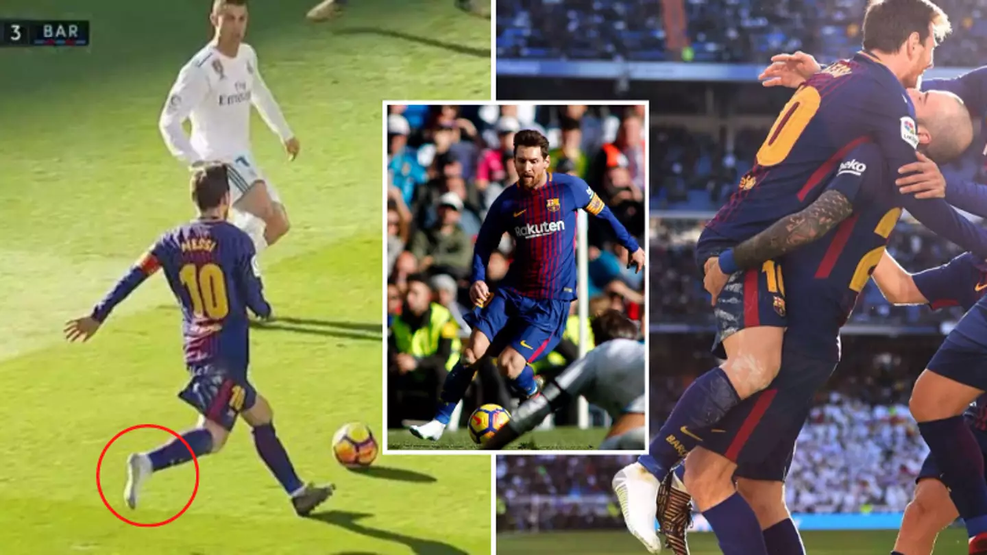 Lionel Messi got an assist while playing with one boot