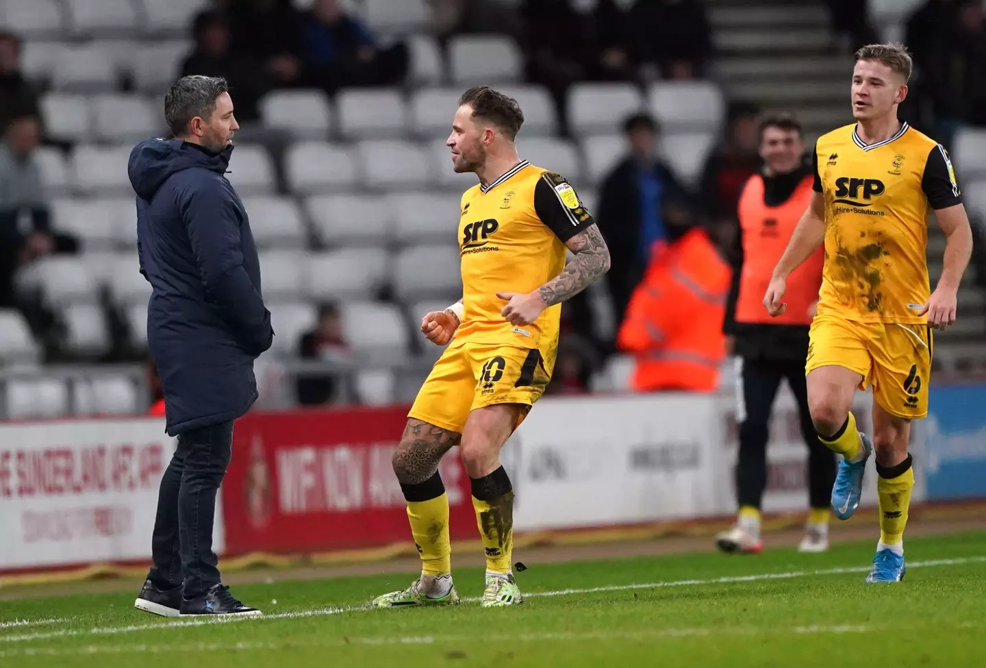 Maguire celebrated his opening goal in Lee Johnson's face (Image: Alamy)