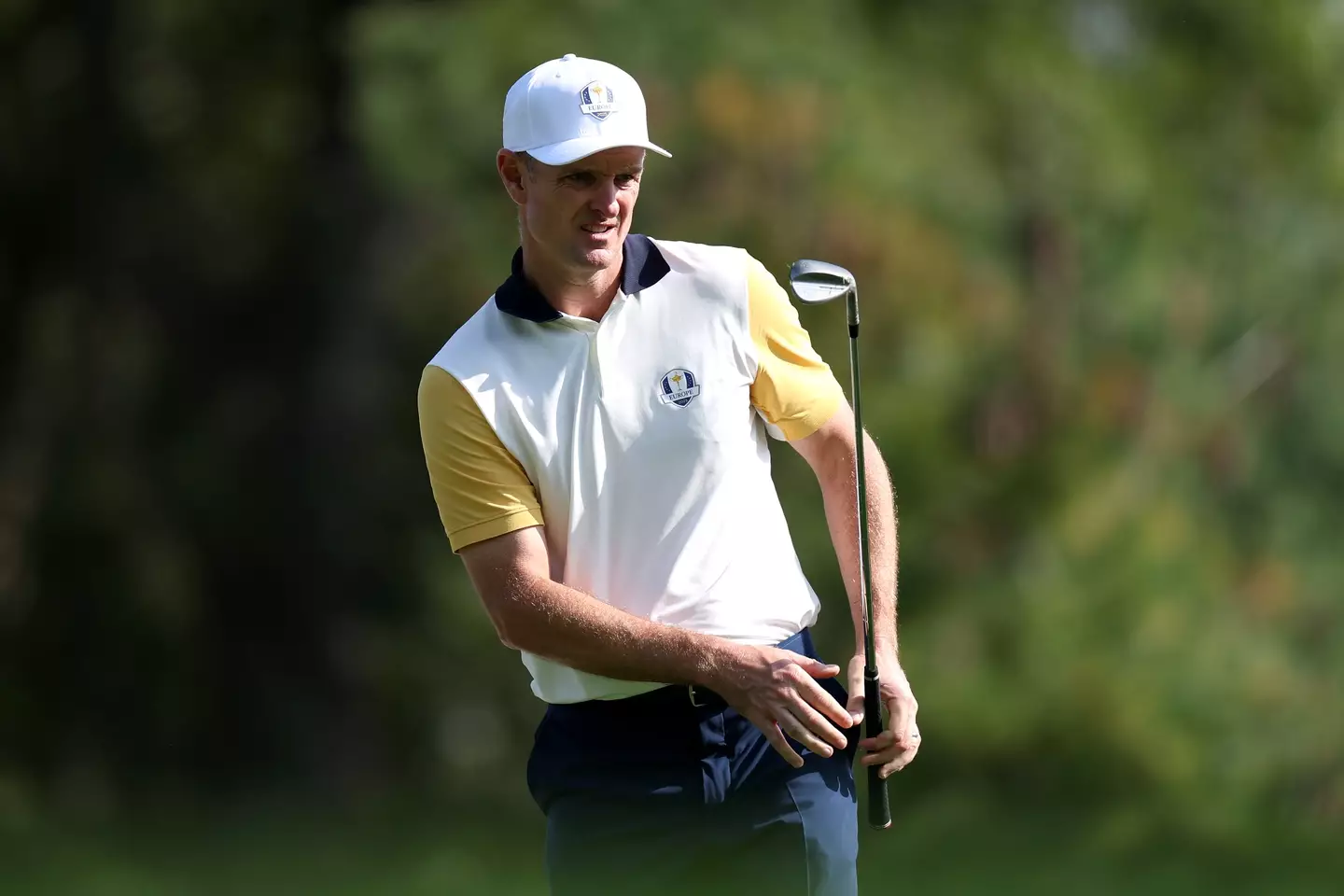 Justin Rose on a Ryder Cup practice round. Image: Andrew Redington / Staff via Getty