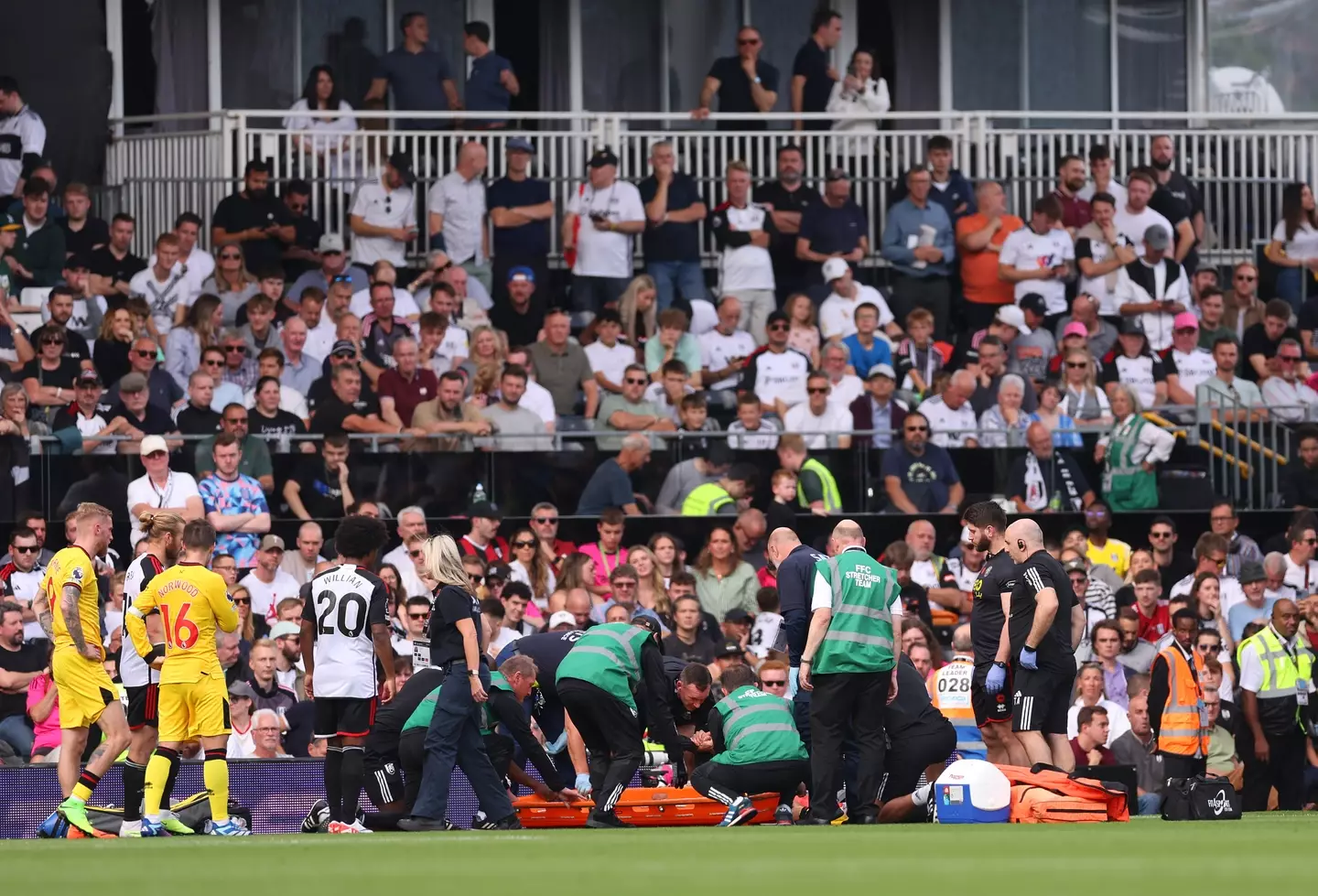 Chris Basham is stretchered off after suffering a horror injury vs Fulham (