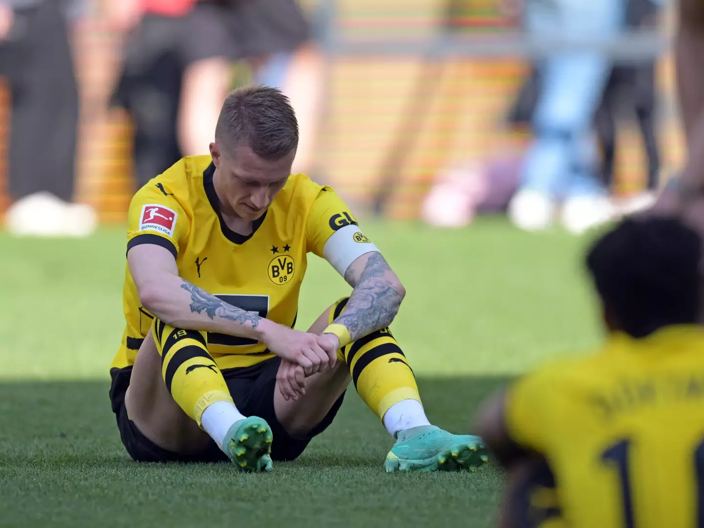 Reus looks gutted after Dortmund missed out on the title. Image: Getty