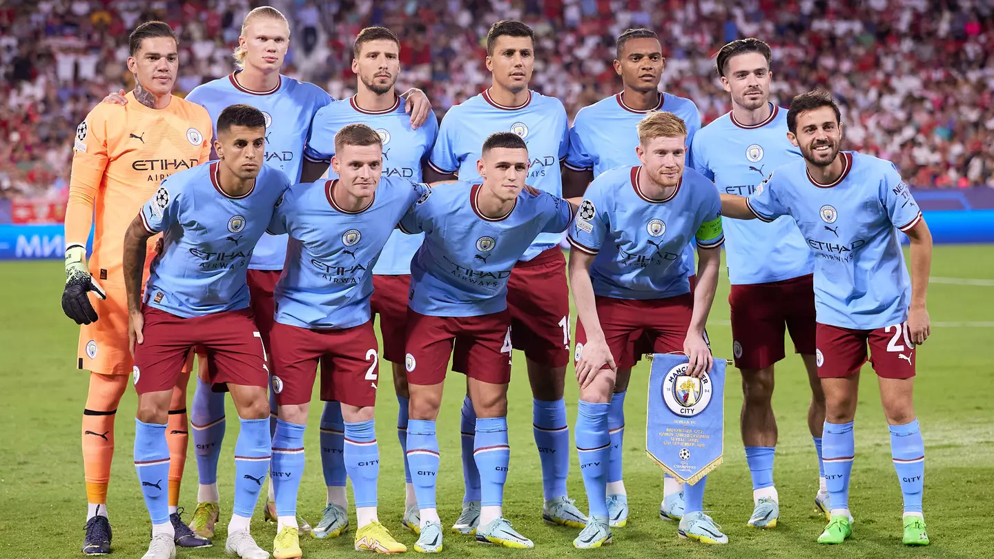 Manchester City's squad photo against Sevilla in the Champions League (Alamy)