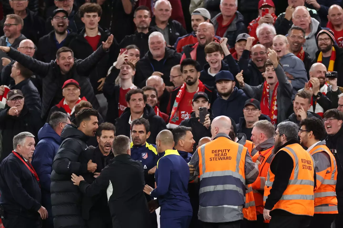 Simeone received his marching orders for his antics. Image: Getty