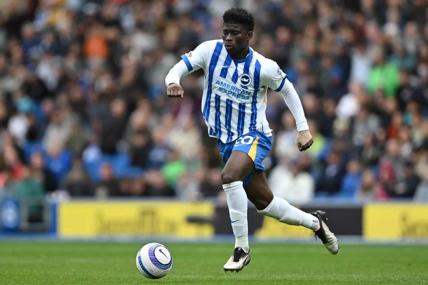 Carlos Baleba has been linked with a move to Manchester United. Image: Getty