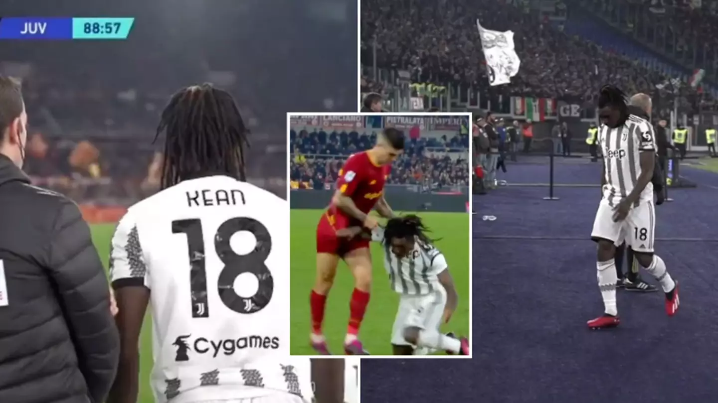 Juventus forward Moise Kean sent off just 40 seconds after coming on vs Roma