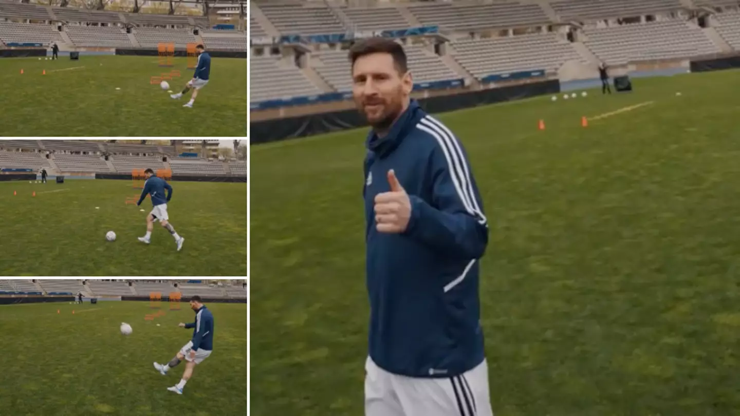 Lionel Messi hits ball into bin three times in a row, fans are trying to work out if it's fake or not